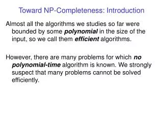 Toward NP-Completeness: Introduction