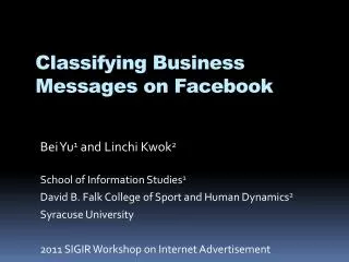 Classifying Business Messages on Facebook