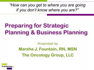 Preparing for Strategic Planning &amp; Business Planning