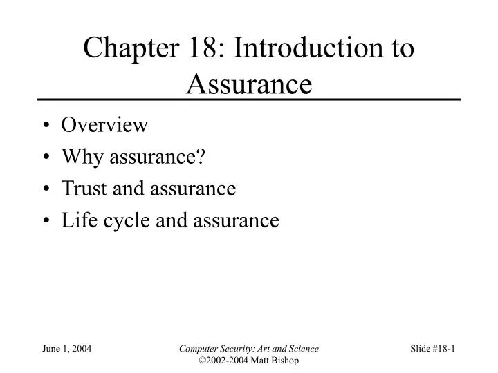 chapter 18 introduction to assurance