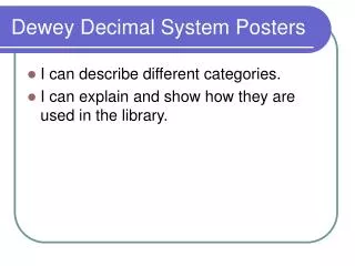 Dewey Decimal System Posters