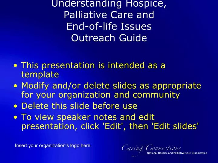 understanding hospice palliative care and end of life issues outreach guide