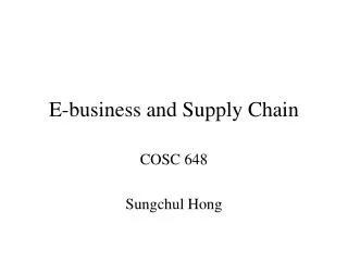 E-business and Supply Chain