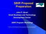SBIR Proposal Preparation - slide 1