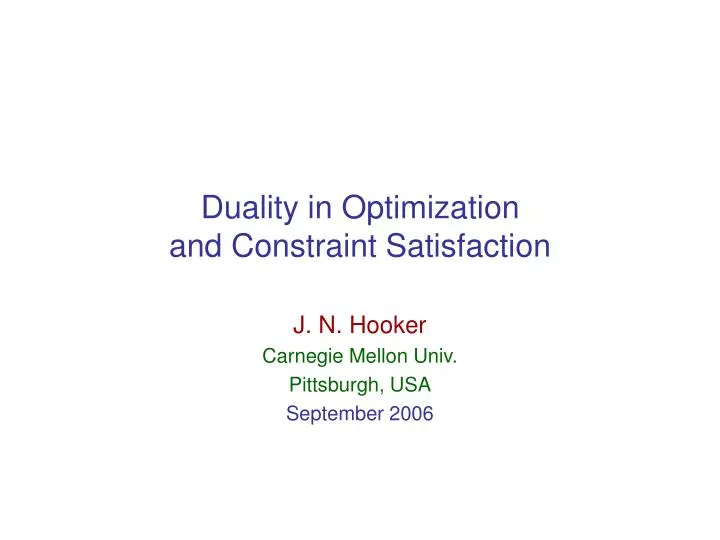 duality in optimization and constraint satisfaction