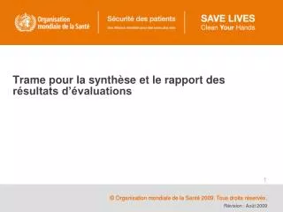 Trame pour la synthèse et le rapport des résultats d’évaluations