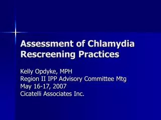 Assessment of Chlamydia Rescreening Practices