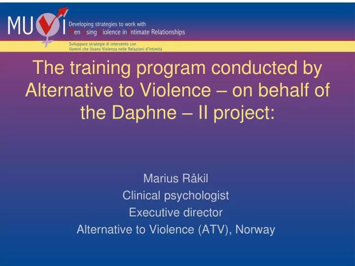 the training program conducted by alternative to violence on behalf of the daphne ii project