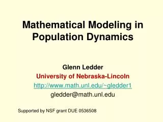 Mathematical Modeling in Population Dynamics