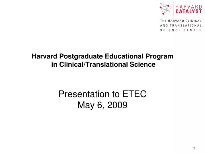 harvard postgraduate educational program in clinical translational science