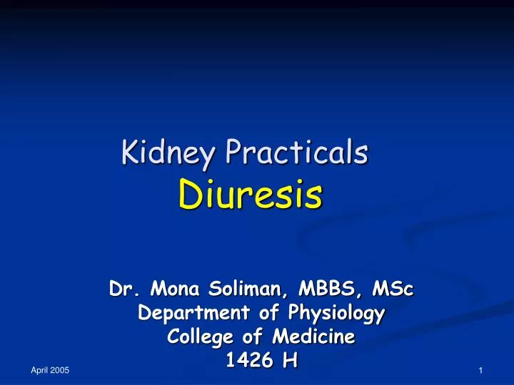 kidney practicals diuresis