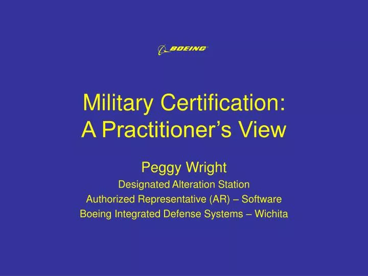 military certification a practitioner s view