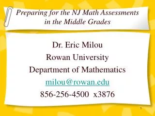 Preparing for the NJ Math Assessments in the Middle Grades