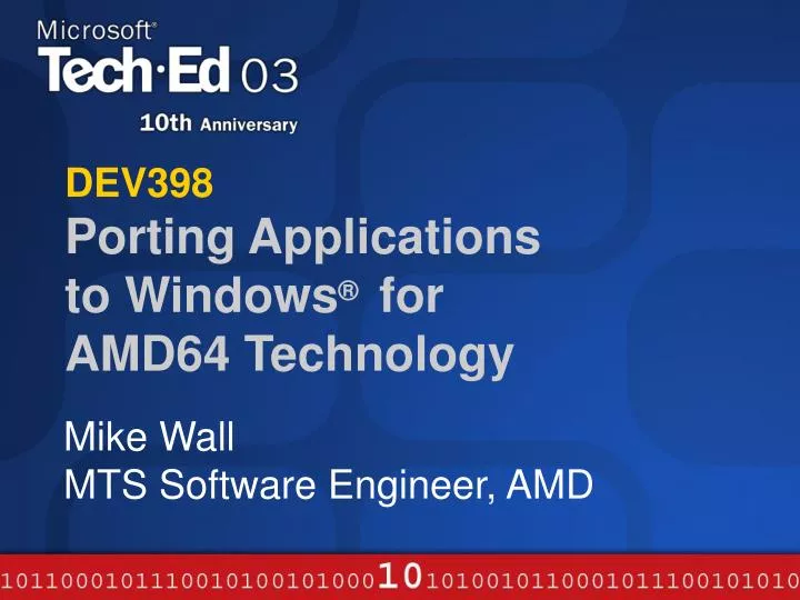 dev398 porting applications to windows for amd64 technology