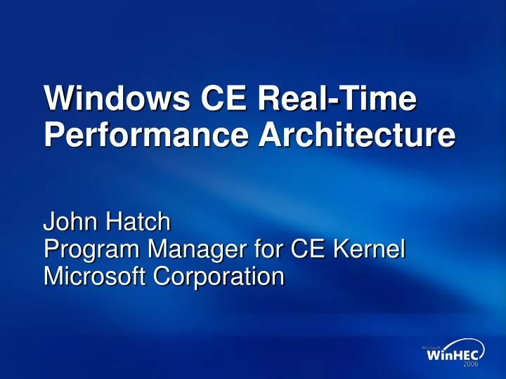 windows ce real time performance architecture