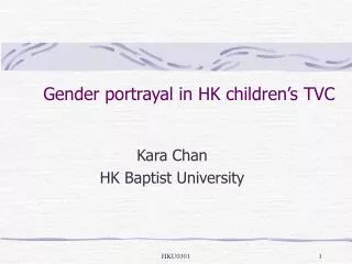 Gender portrayal in HK children’s TVC