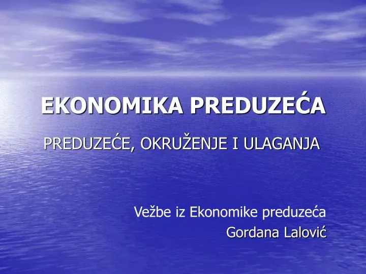 ekonomika preduze a