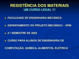 RESISTÊNCIA DOS MATERIAIS UM CURSO LEGAL !!!