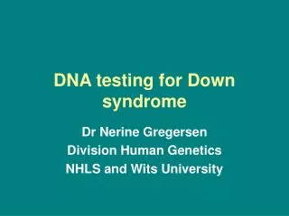 DNA testing for Down syndrome