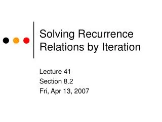 Solving Recurrence Relations by Iteration