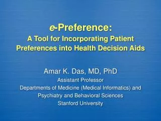 e -Preference: A Tool for Incorporating Patient Preferences into Health Decision Aids