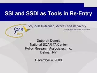 SSI and SSDI as Tools in Re-Entry