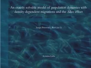 An exactly solvable model of population dynamics with density-dependent migrations and the Allee effect