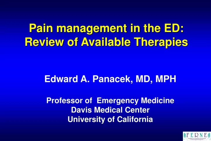 pain management in the ed review of available therapies