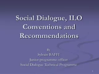 Social Dialogue, ILO Conventions and Recommendations