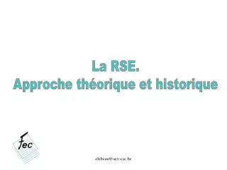 La RSE. Approche théorique et historique