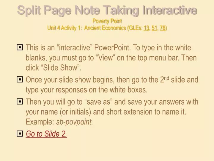 split page note taking interactive poverty point unit 4 activity 1 ancient economics gles 13 51 78