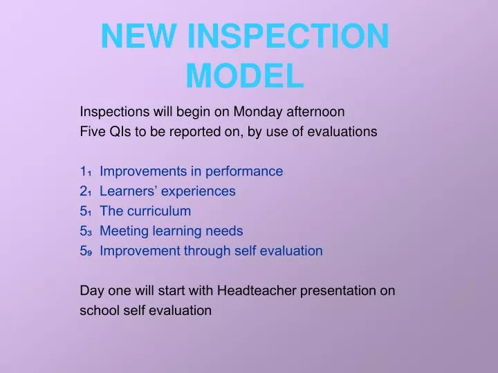 new inspection model