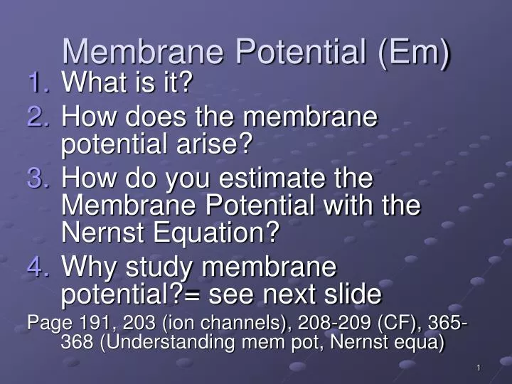 membrane potential em