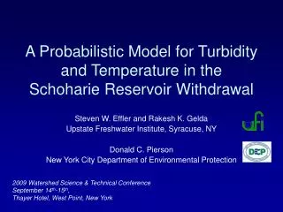 A Probabilistic Model for Turbidity and Temperature in the Schoharie Reservoir Withdrawal