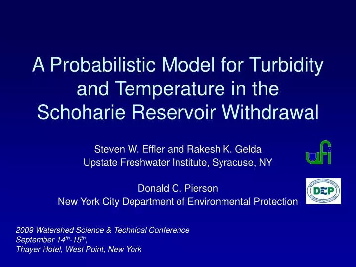 a probabilistic model for turbidity and temperature in the schoharie reservoir withdrawal