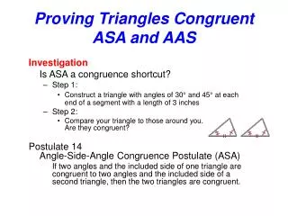 Proving Triangles Congruent ASA and AAS