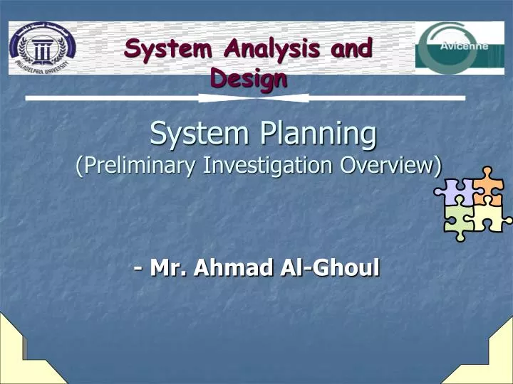 system planning preliminary investigation overview