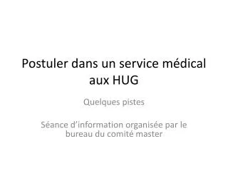 postuler dans un service m dical aux hug