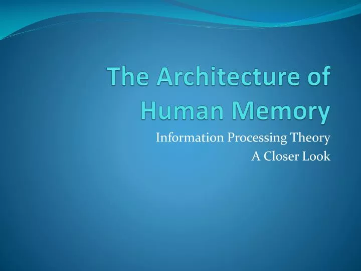 the architecture of human memory