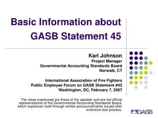 Basic Information about GASB Statement 45