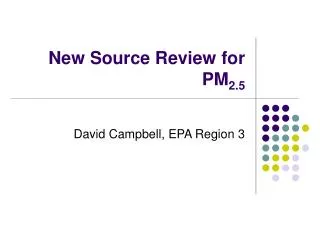 New Source Review for PM 2.5