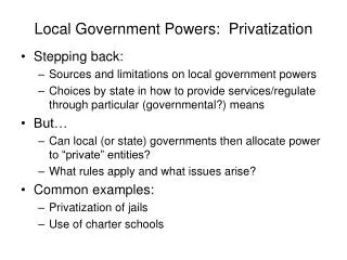 Local Government Powers: Privatization