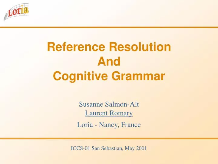 reference resolution and cognitive grammar