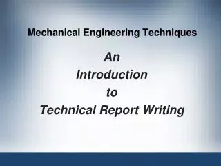 Mechanical Engineering Techniques