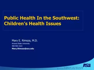 Public Health In the Southwest: Children’s Health Issues