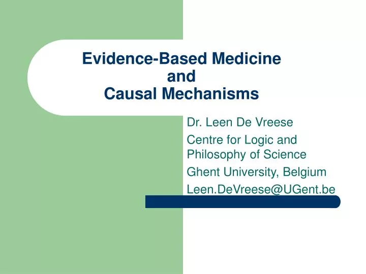 evidence based medicine and causal mechanisms
