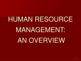 HUMAN RESOURCE MANAGEMENT: AN OVERVIEW