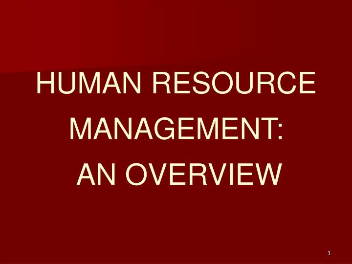 human resource management an overview