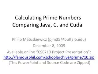 Calculating Prime Numbers Comparing Java, C, and Cuda