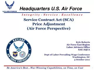 Service Contract Act (SCA) Price Adjustment (Air Force Perspective)